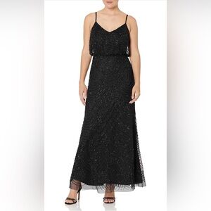 Size 16 Adrianna Papell Women's Long Beaded Blouson Gown